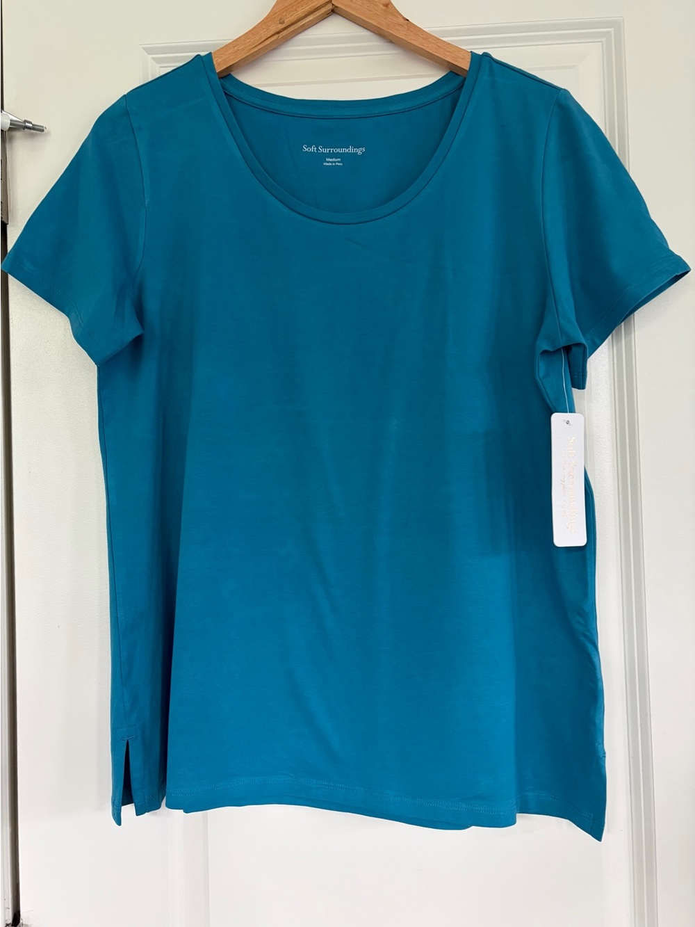 Soft Surroundings Teal Scoop-Neck Short Sleeve Tee